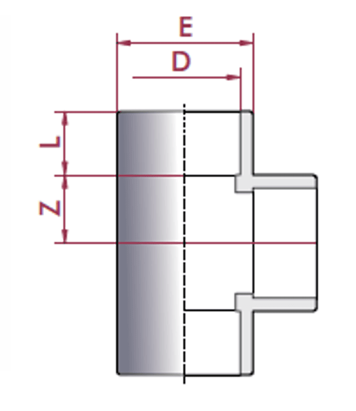 PVC T-Rør | 90° T Ø50mm PN16